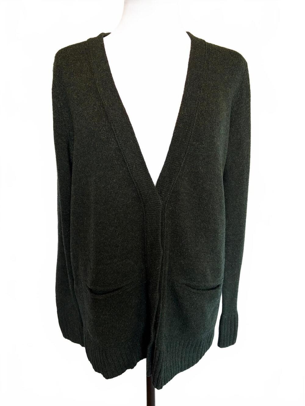Madewell Women Favorite Sweater Cardigan M Forest Green Merino Wool Grandpacore
